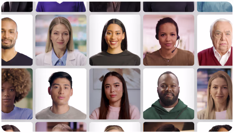 Grid of Colossyan AI avatars